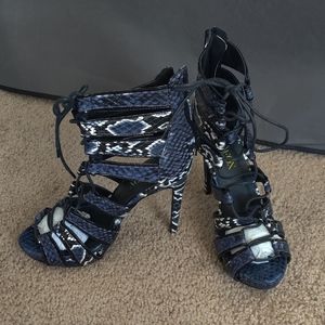 Snake Skin Inspired Heeled Sandals